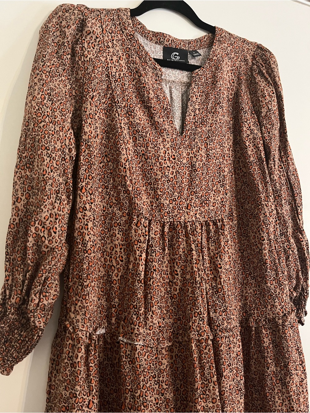 G by Giuliana Leopard Print Tiered Midi Dress